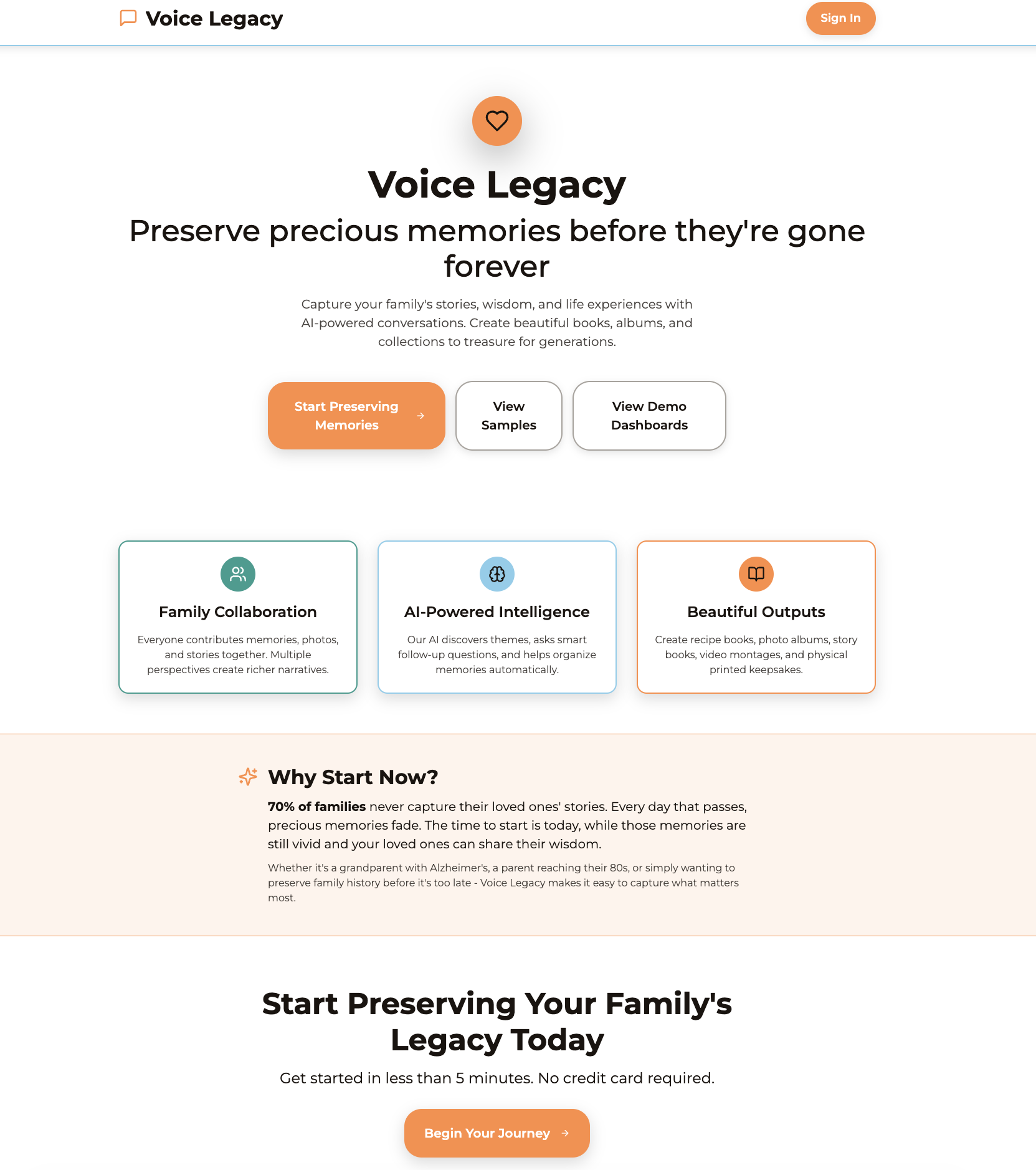 Voice Legacy - AI-Powered Family Memory Platform Screenshot
